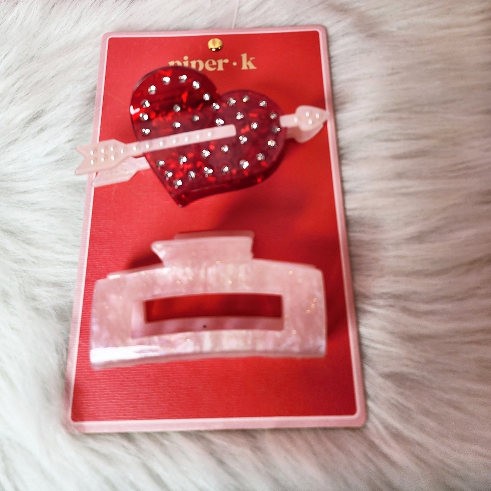 🌸 Piper K Red Hair Cupid Heart Clip and Pink Hair Clip